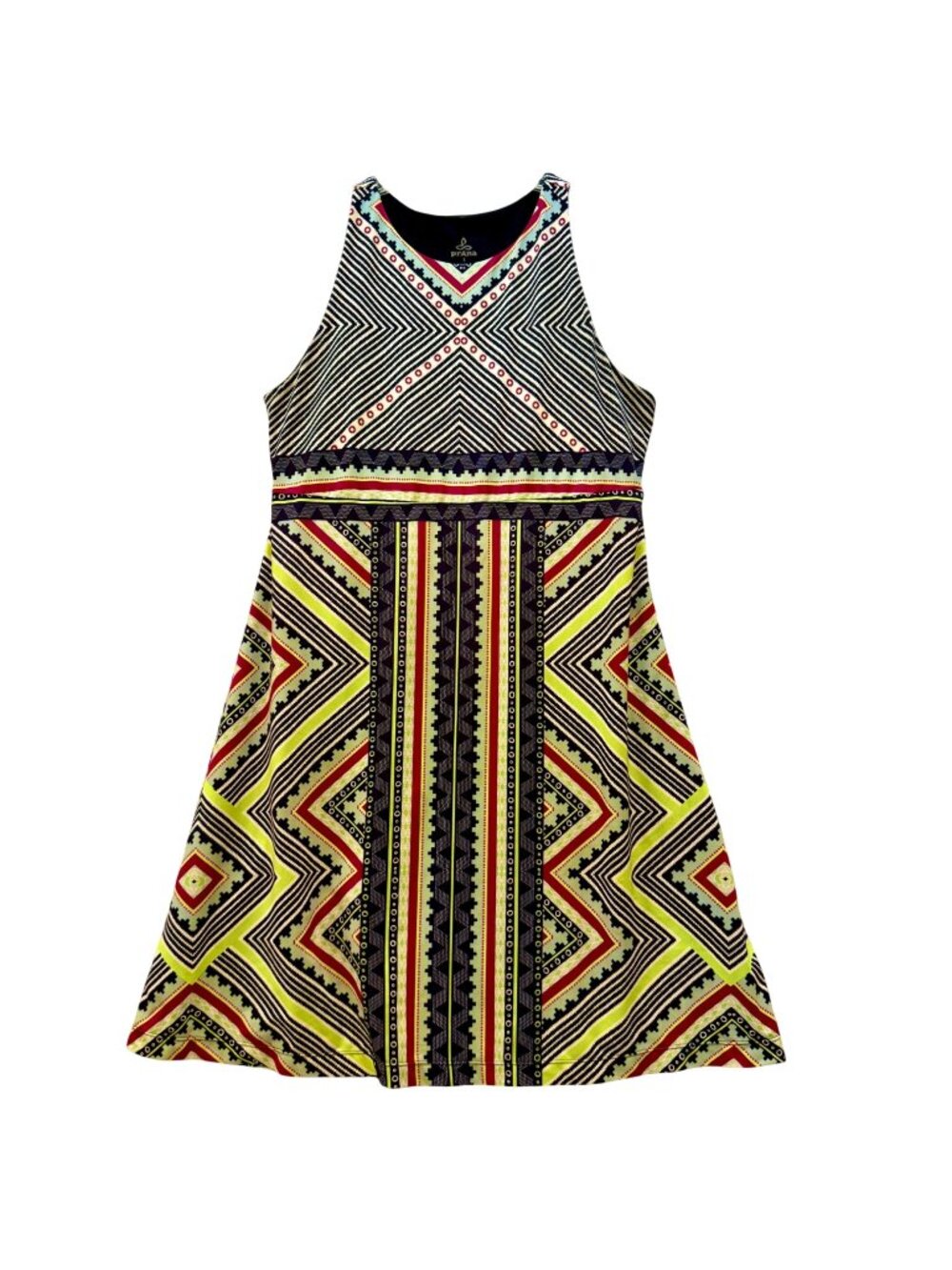 PrAna Ariel Athletic Dress Taos Sangria Geometric Print Built In Bra Size L
